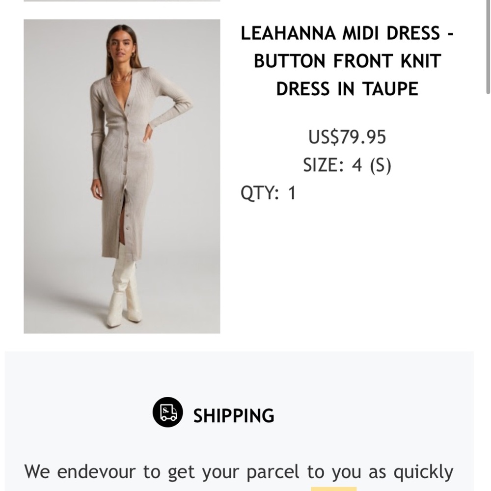 Showpo Button-Front Knit Midi Dress in Taupe